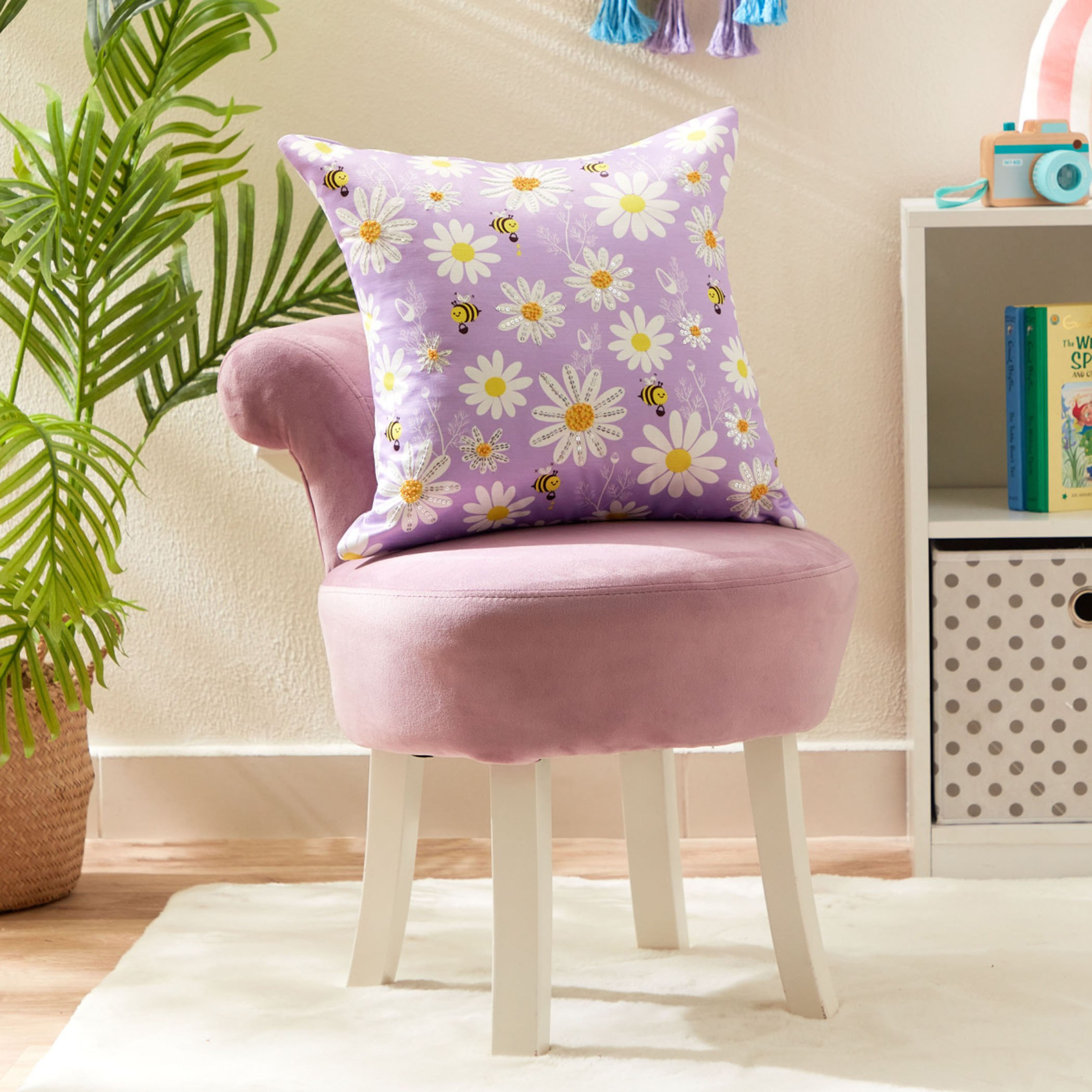York Satin Daisy Embellished Cushion Cover and Filler Package - 40x40 cm-hbxlivingroom-furnishings-cushionsandcovers-filledcushions-image-1