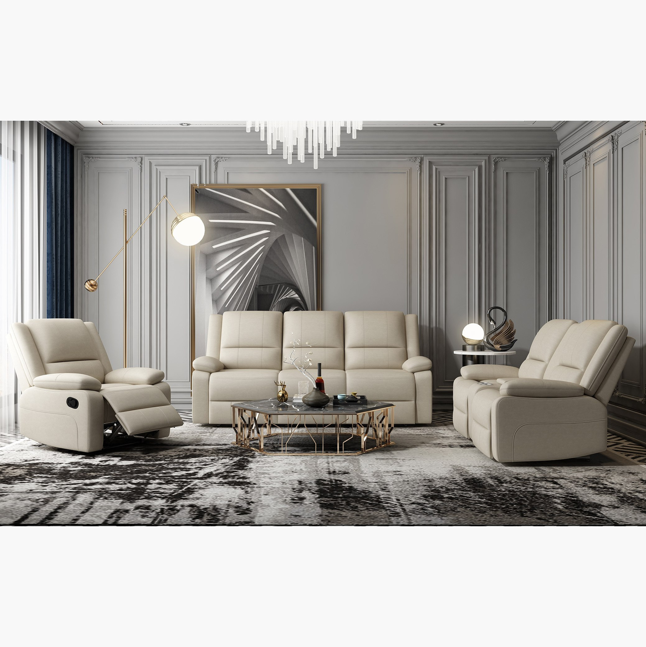 Recliner 3 discount piece sofa set