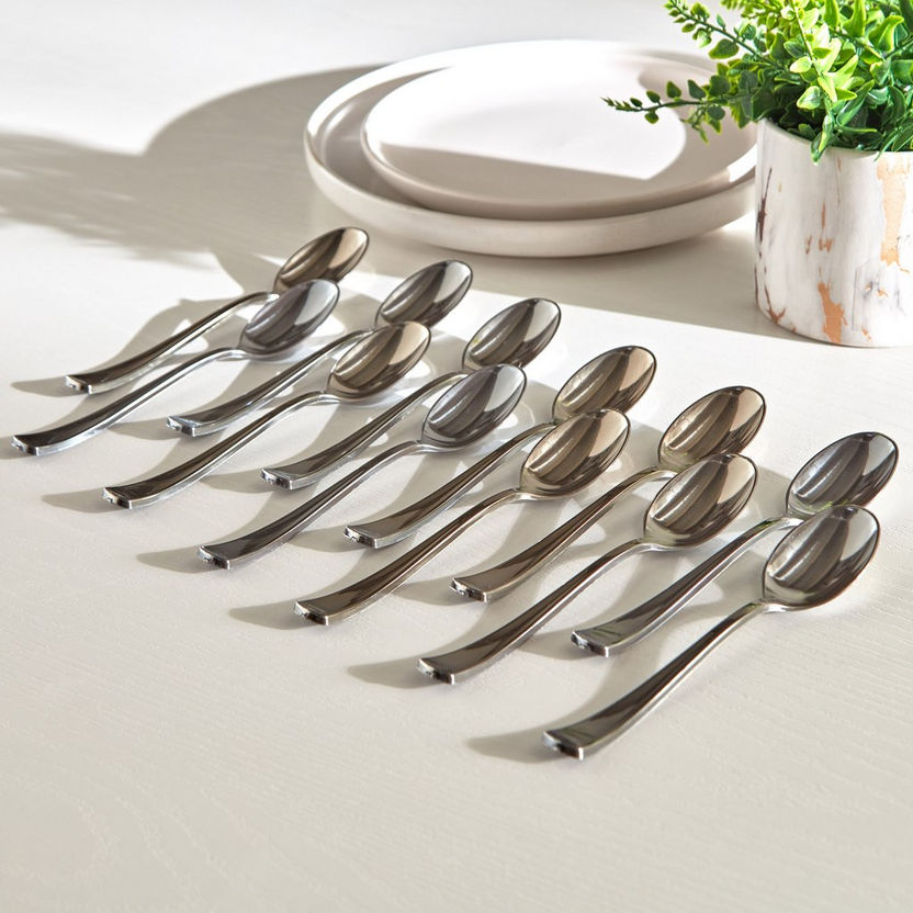 Electroplated Plastic Spoon - Set of 12-Cutlery-image-1