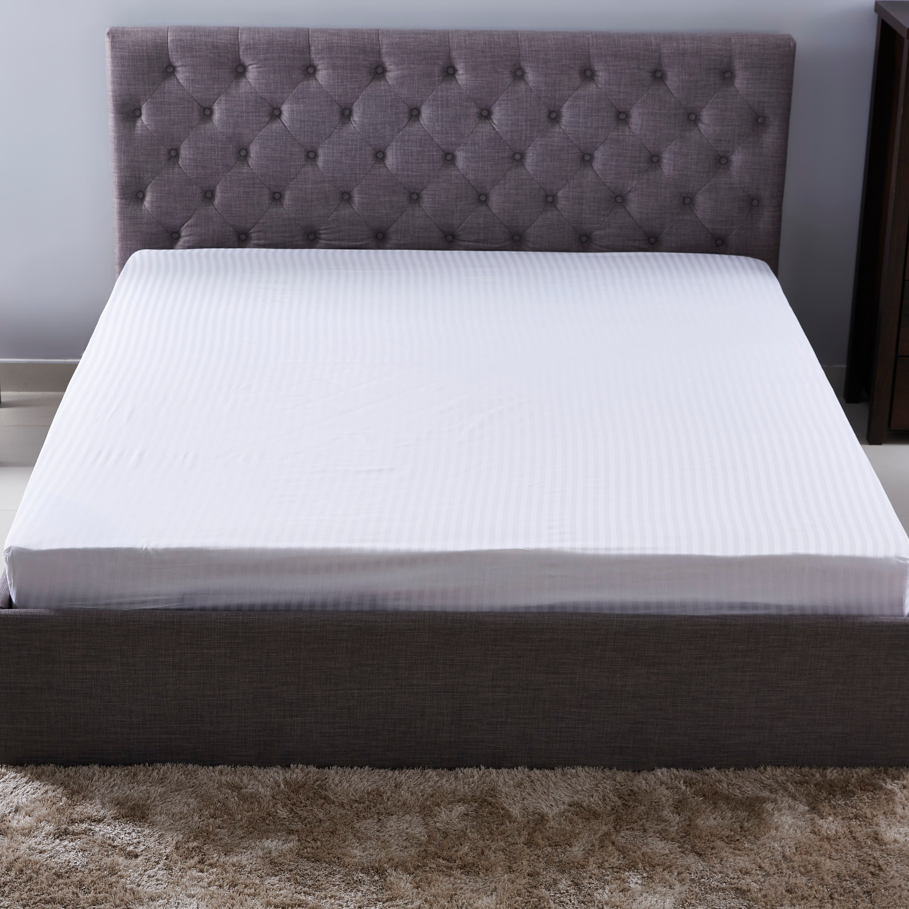 شرشف مطاطي مزدوج مخطط قطن وحرير من  هاميلتون - 120x200 سم + 25 سم-hbxhomeware-hbxbedroom-image-2