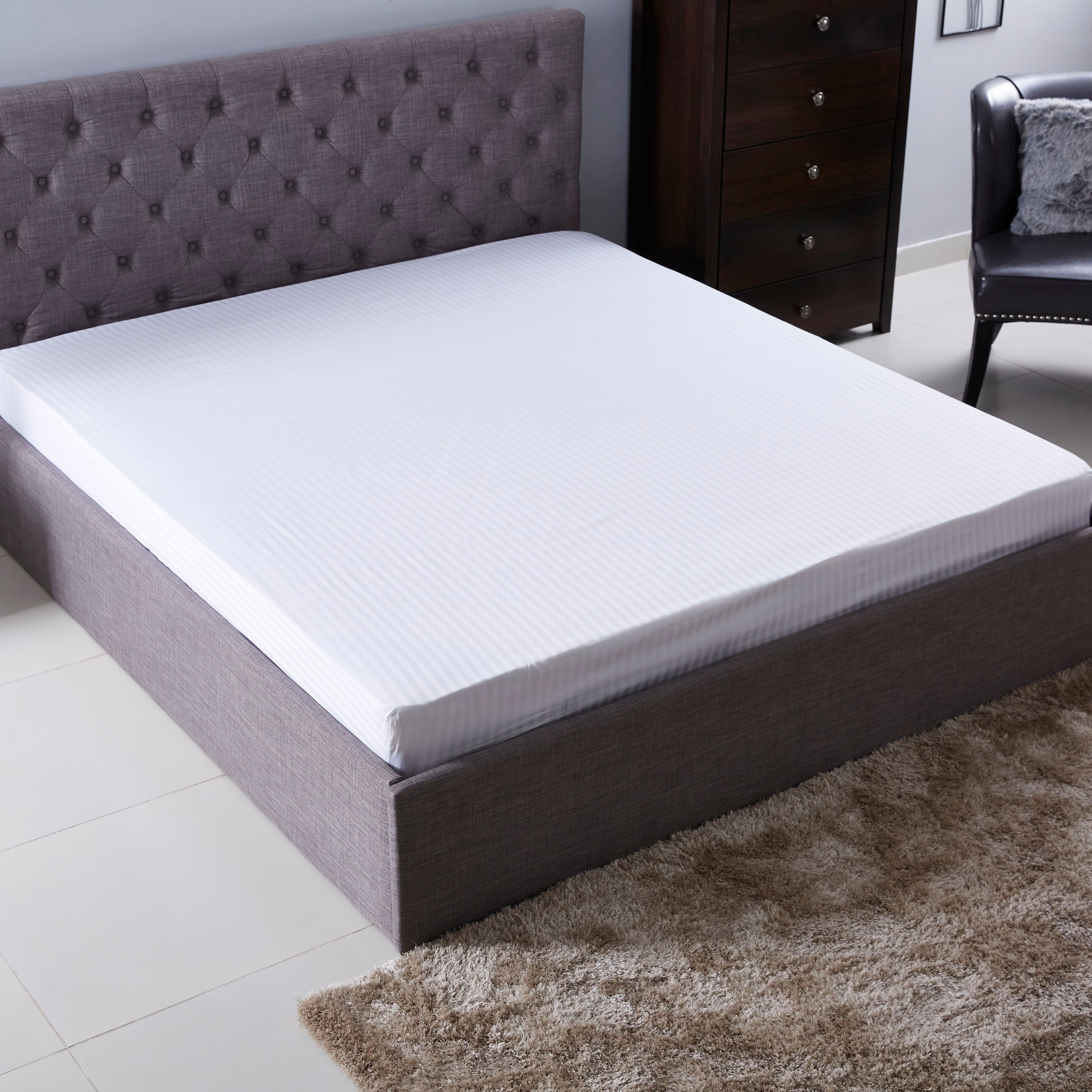 Hamilton Cotton Satin Stripe Super King Fitted Sheet - 200x200+25 cm-hbxhomeware-hbxbedroom-image-1
