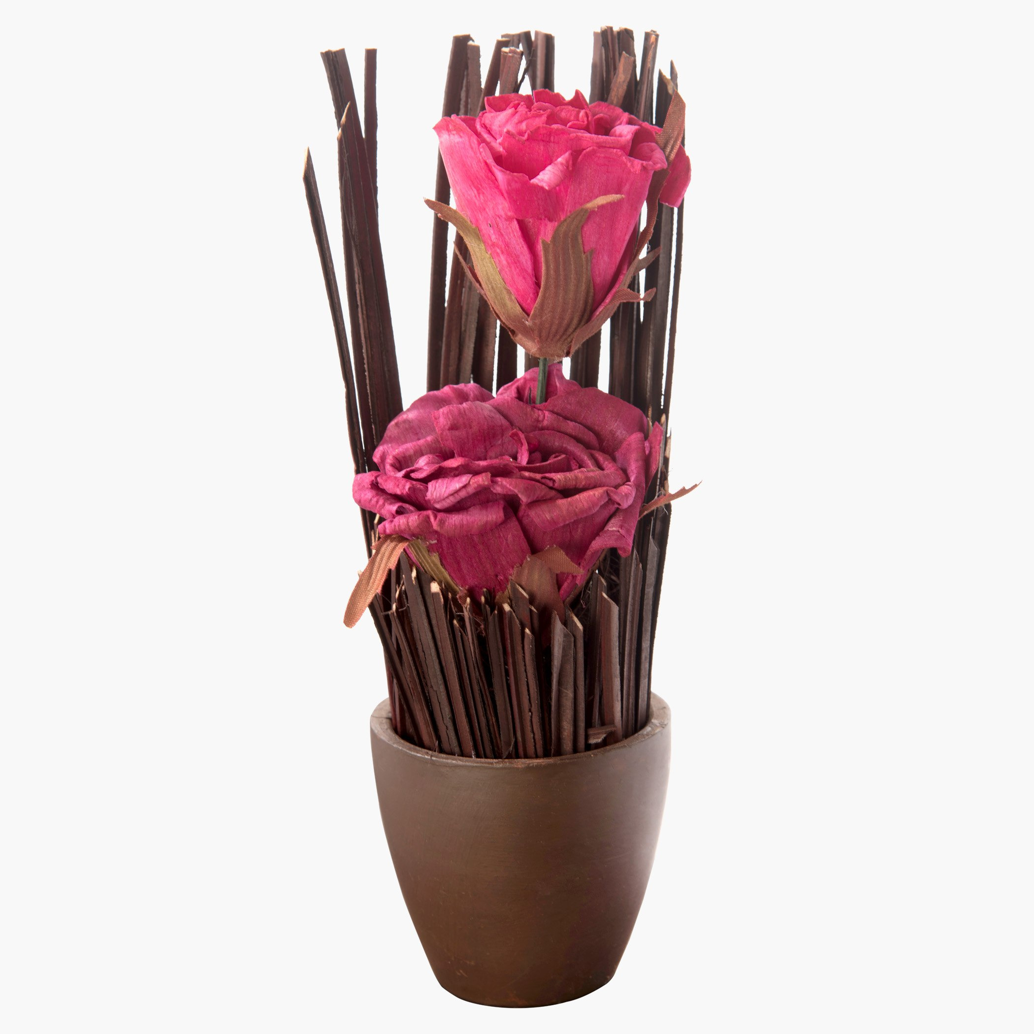 مزهرية بوت دراي بتصميم ورود - 8x8x24 سم-hbxdecorandfurnishings-homeaccessories-artificialflowersandplants-image-1