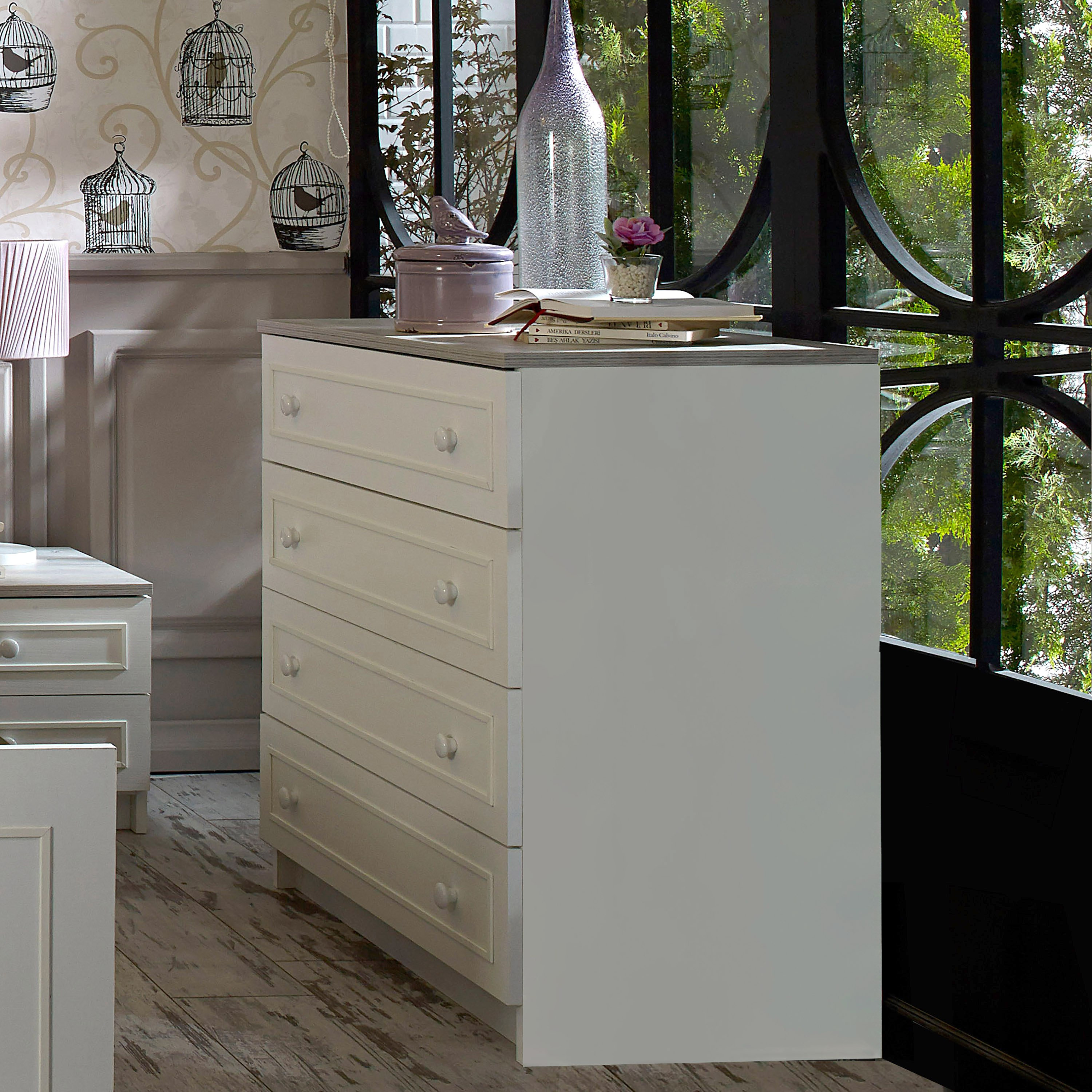طاولة تزيين صغيرة 4 أدراج دون مرآة من أوليفو-hbxfurniture-kidsroom-kidsdressersandmirrors-image-1