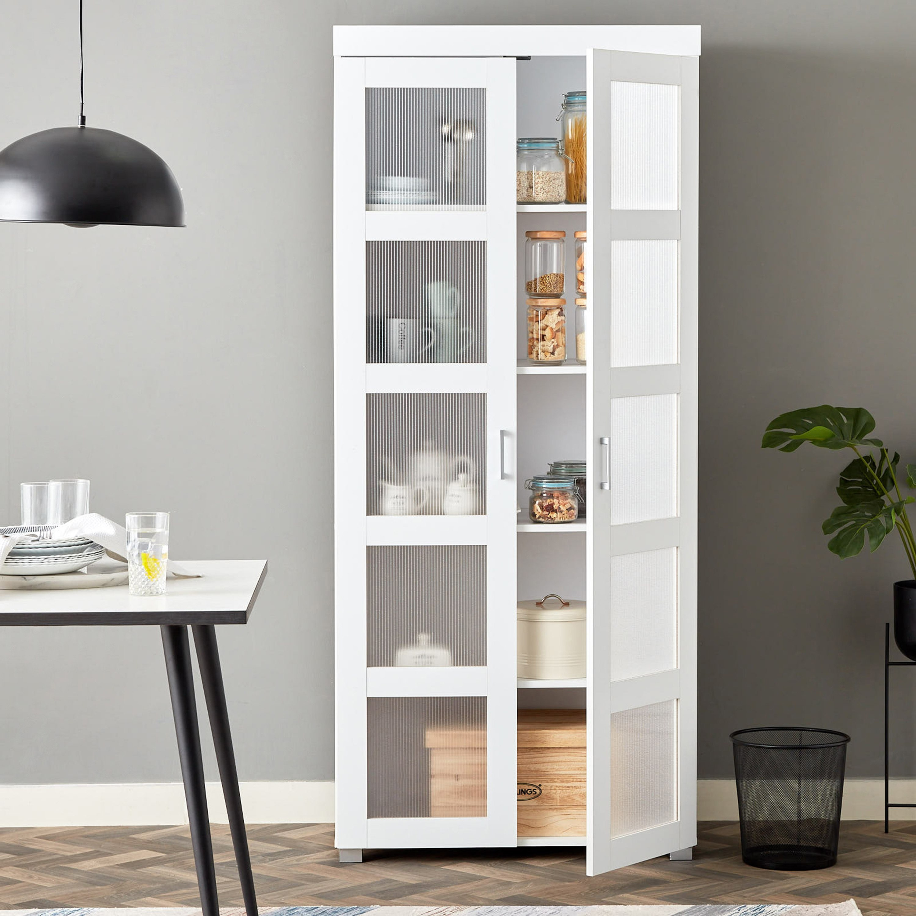 Pantry with glass deals doors