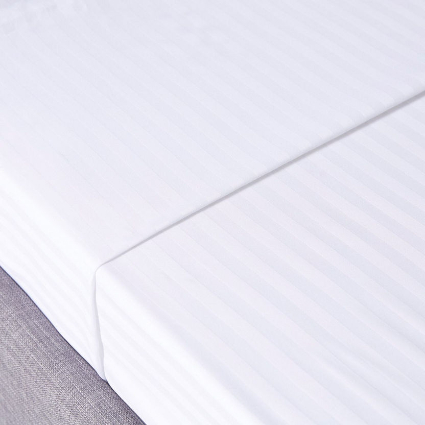 Hamilton Cotton Satin Striped Twin Flat Sheet - 170x260 cm-Bedsheets-image-2