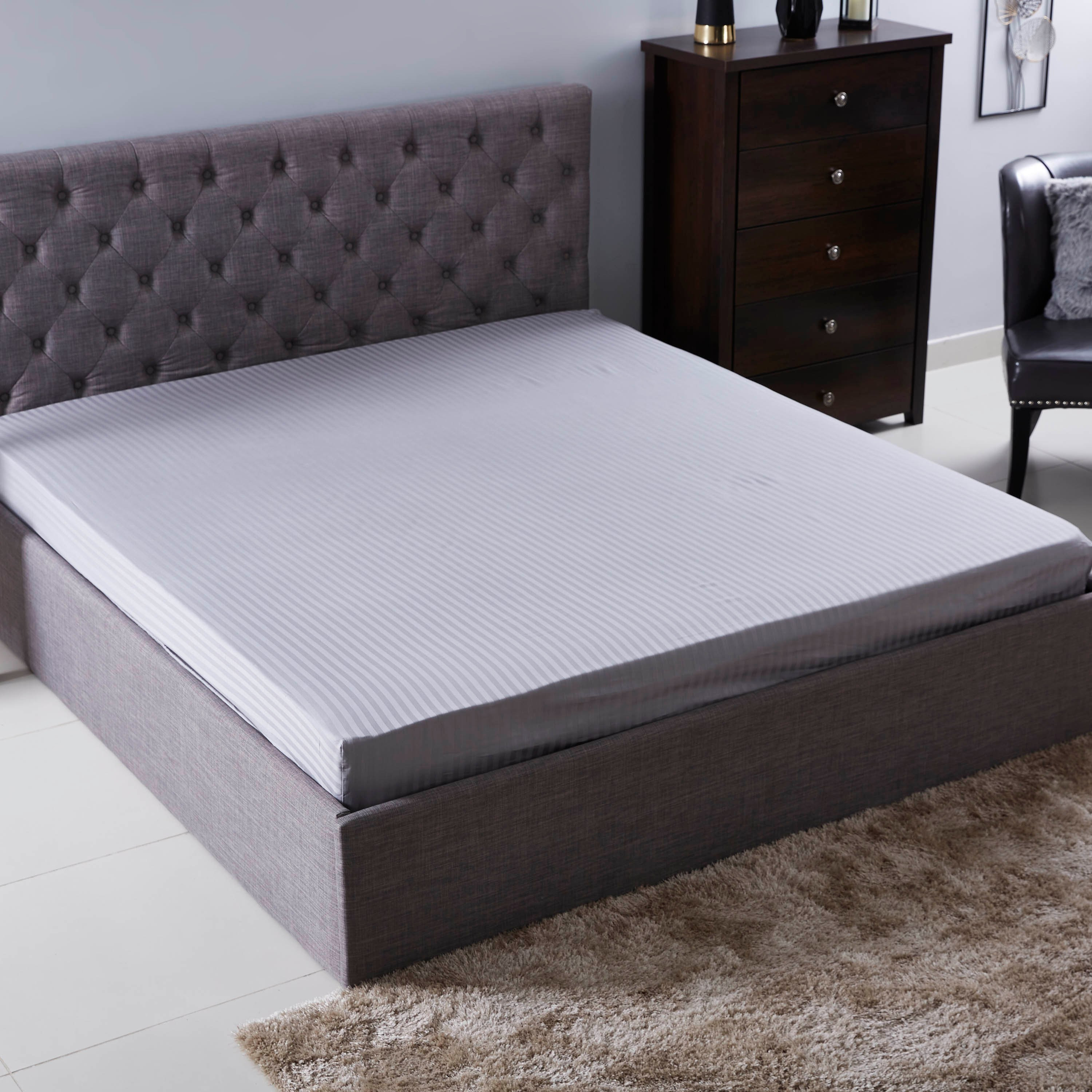 Hamilton Cotton Satin Stripe Twin Fitted Sheet - 120x200+25 cm-hbxhomeware-hbxbedroom-image-1