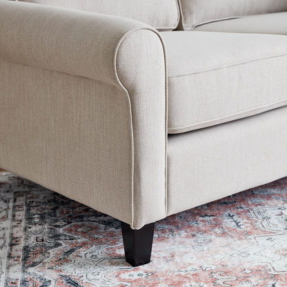 Angelic Oakwood 3-Seater Fabric Sofa with 2 Cushions-Sofas-image-5
