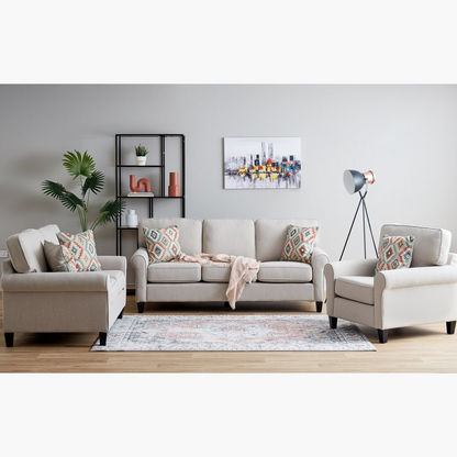 Angelic Oakwood 3-Seater Fabric Sofa with 2 Cushions-Sofas-image-6