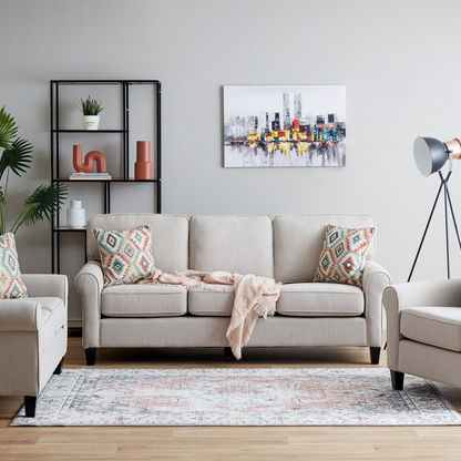Angelic Oakwood 3-Seater Fabric Sofa with 2 Cushions-Sofas-image-8