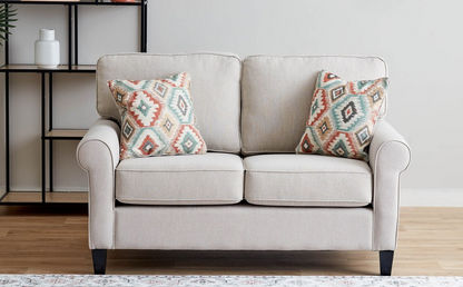 Angelic Oakwood 2-Seater Fabric Sofa with 2 Cushions