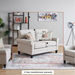 Angelic Oakwood 2-Seater Fabric Sofa with 2 Cushions-Sofas-thumbnailMobile-10