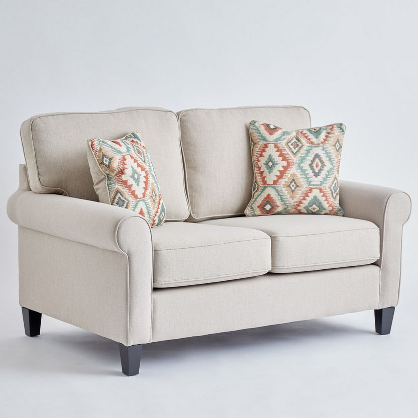 Angelic Oakwood 2-Seater Fabric Sofa with 2 Cushions-Sofas-image-6