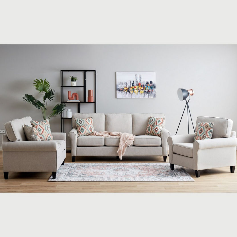 Angelic Oakwood 2-Seater Fabric Sofa with 2 Cushions-Sofas-image-7