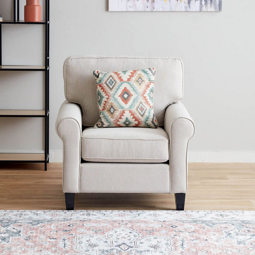 Angelic Oakwood Fabric Sofa with Cushion-Sofas-image-0