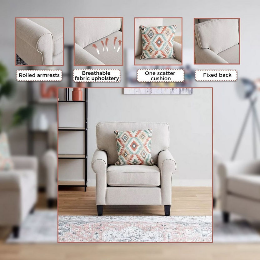 Angelic Oakwood Fabric Sofa with Cushion-Armchairs-image-9