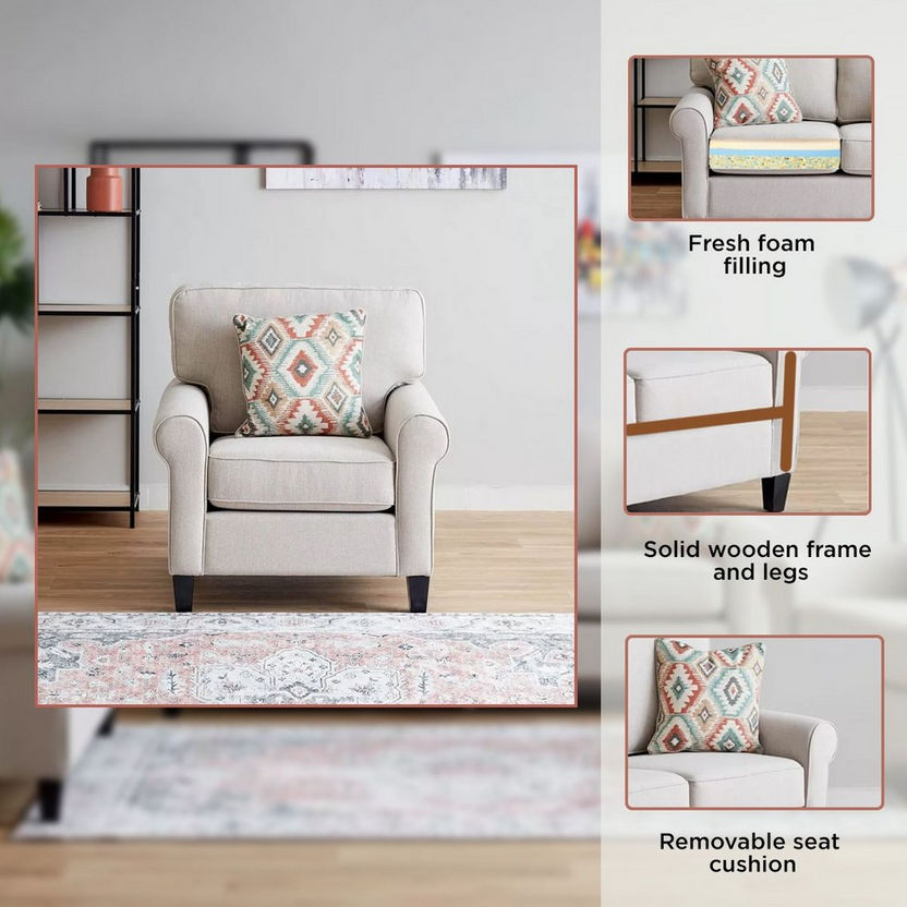 Angelic Oakwood Fabric Sofa with Cushion-Sofas-image-10