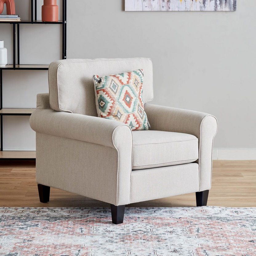 Angelic Oakwood Fabric Sofa with Cushion-Sofas-image-1