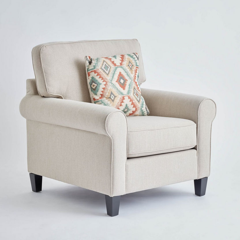 Angelic Oakwood Fabric Sofa with Cushion-Sofas-image-7