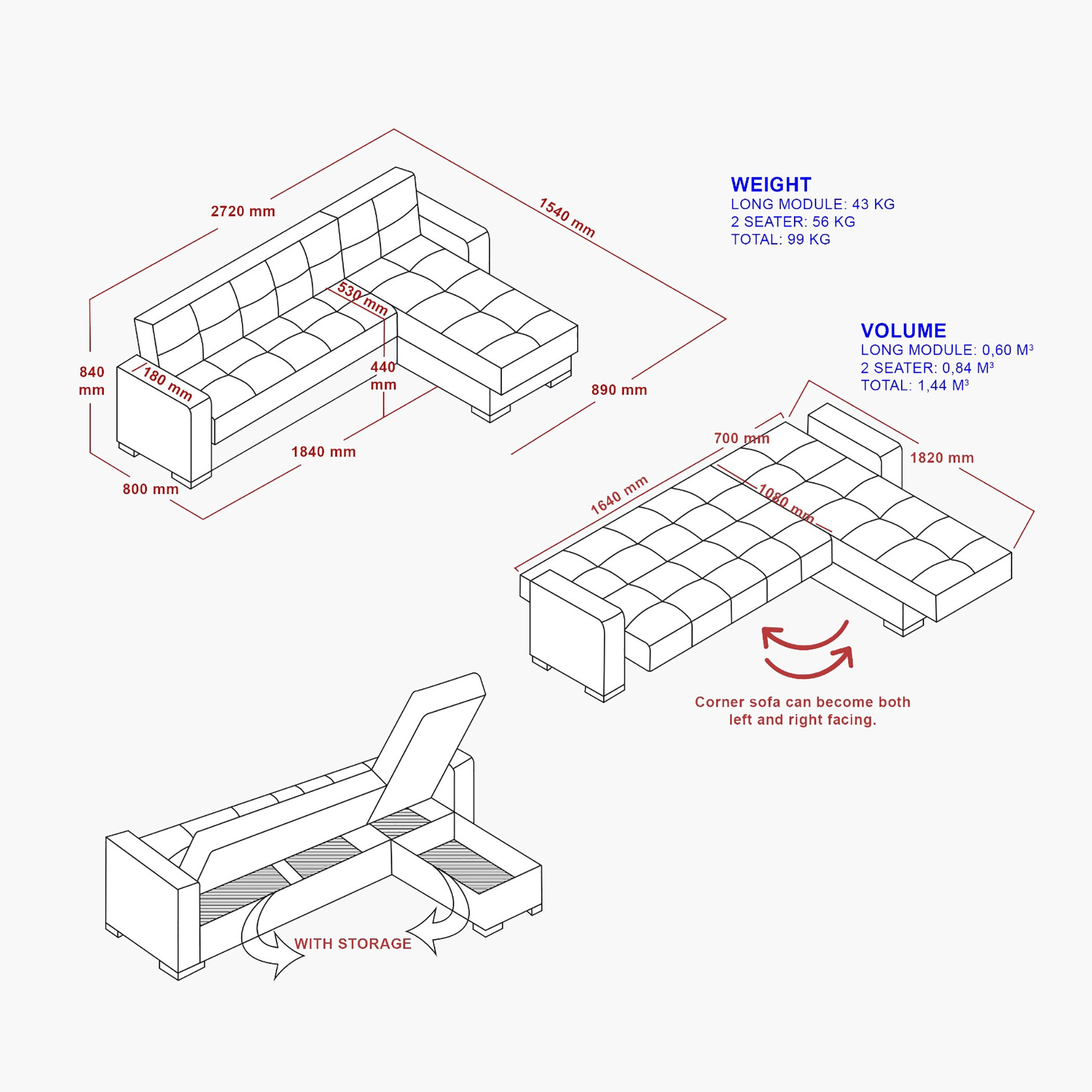 أريكة ركنية تتحول إلى سرير مع وسادتين من بيرسي-hbxfurniture-livingroom-sofasandsofasets-image-7