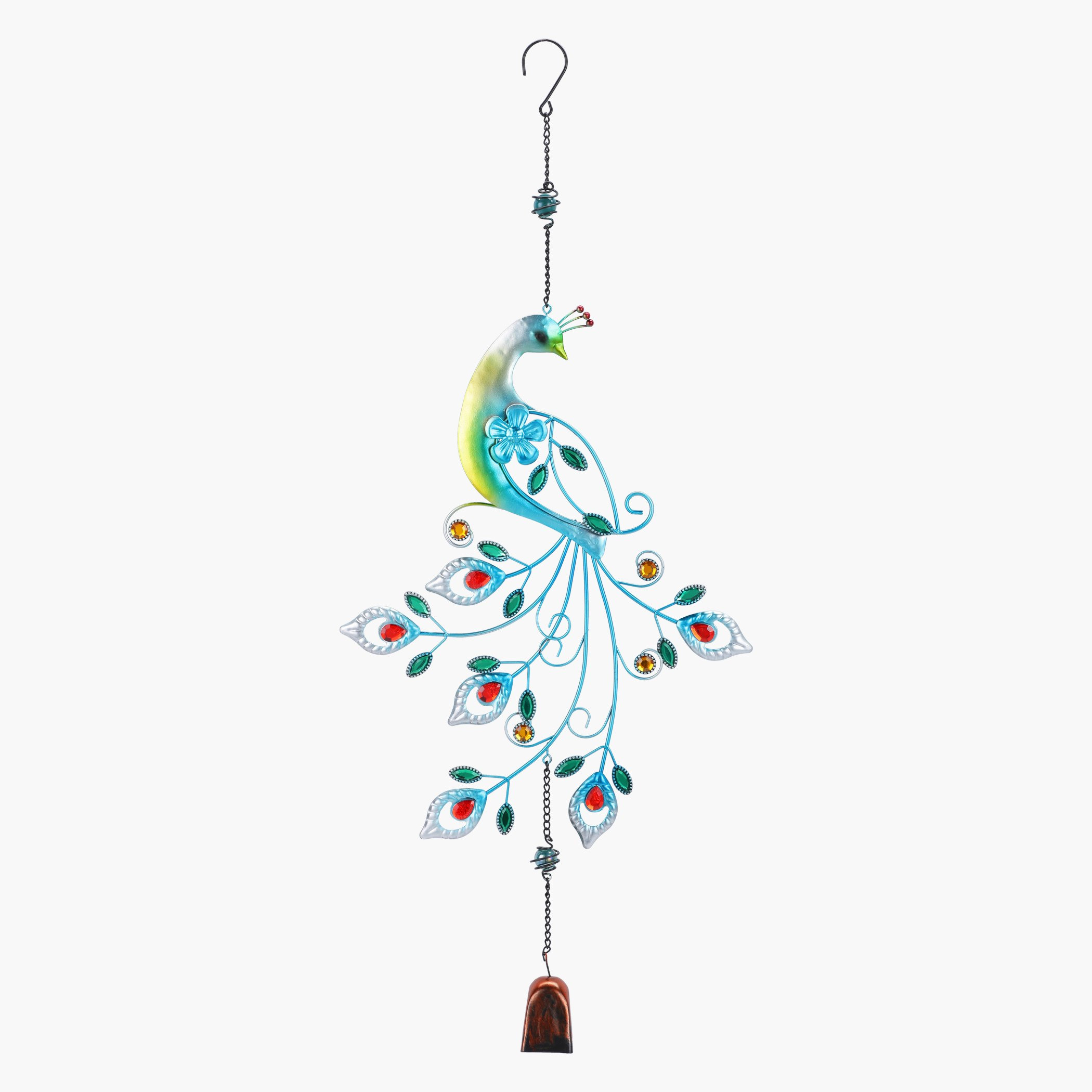 جرس هواء بتصميم طاووس مرصعّ-hbxhomeware-homedecor-figurinesandornaments-image-1