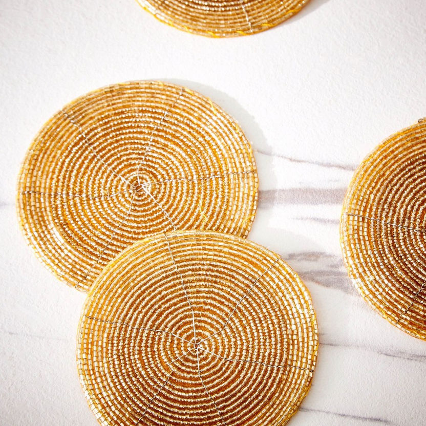 Blaze Beaded Coaster - Set of 4-Table Linens-image-2