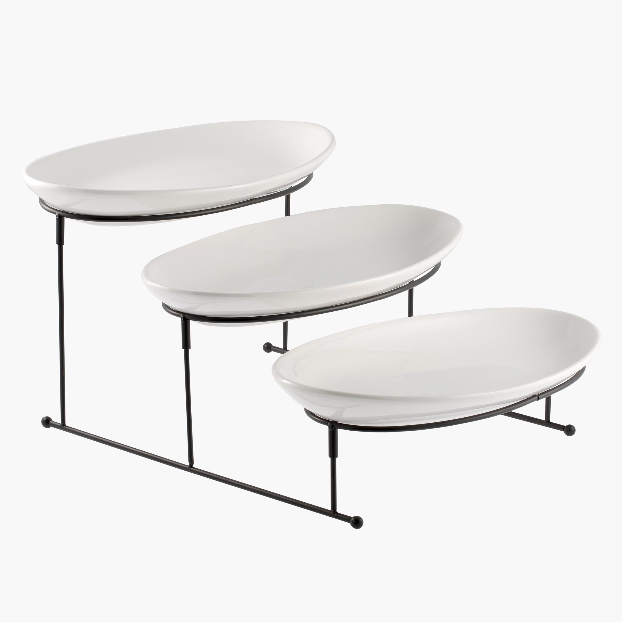 صحن بوفيه بيضاوي ثلاثي الطبقات للتقديم من نوفا-hbxdecorandfurnishings-tabletop-serveware-image-1