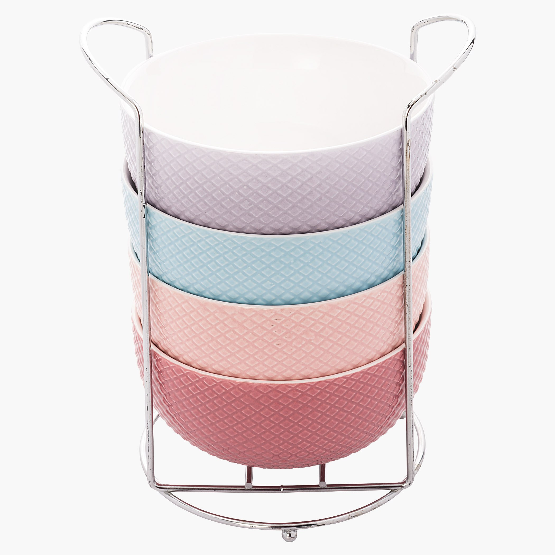 طقم أوعية حساء منقوشة من أربع قطع مع حامل-hbxdecorandfurnishings-tabletop-crockery-image-1
