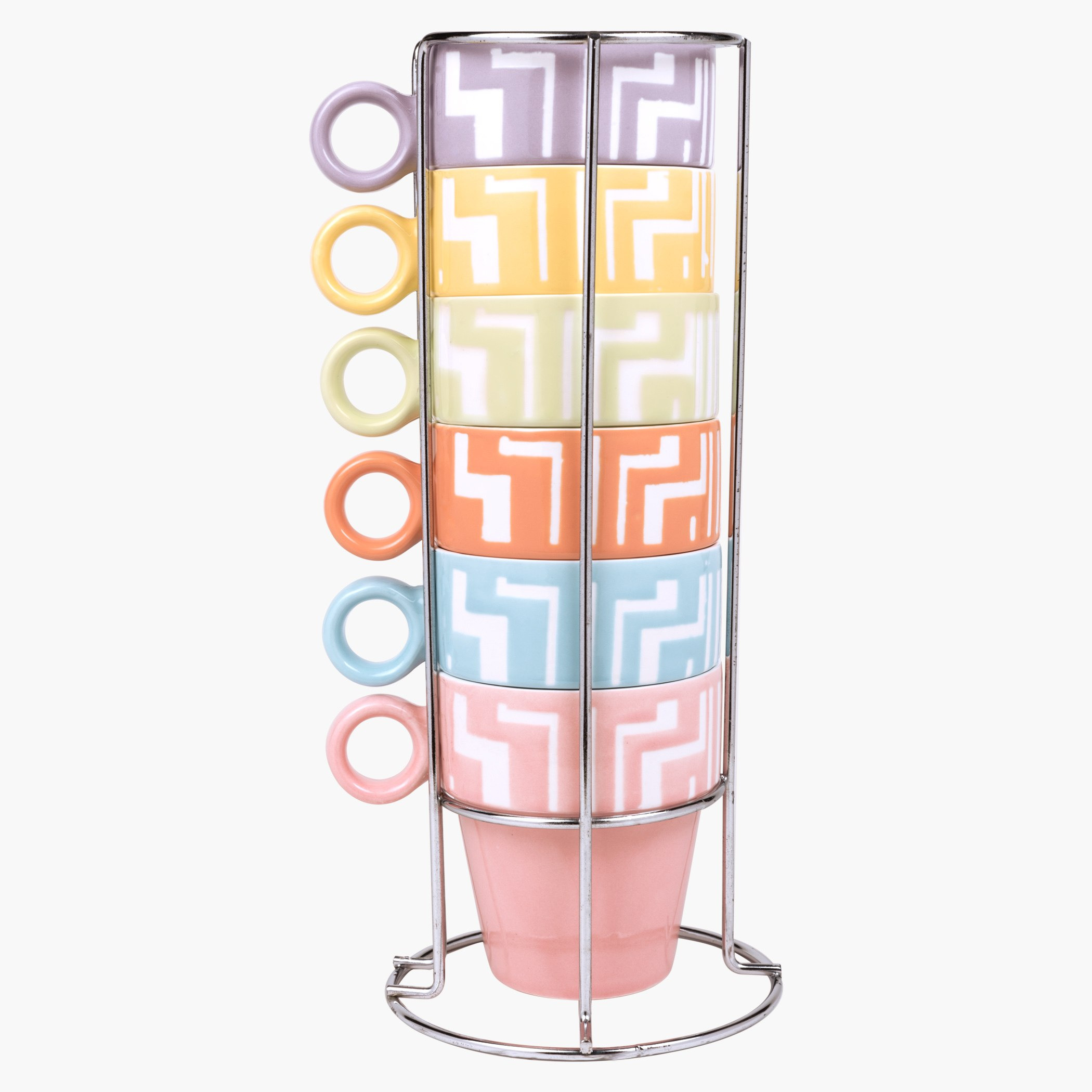 Silkscreen 6-Piece Mug with Stand Set-hbxdecorandfurnishings-tabletop-crockery-image-1