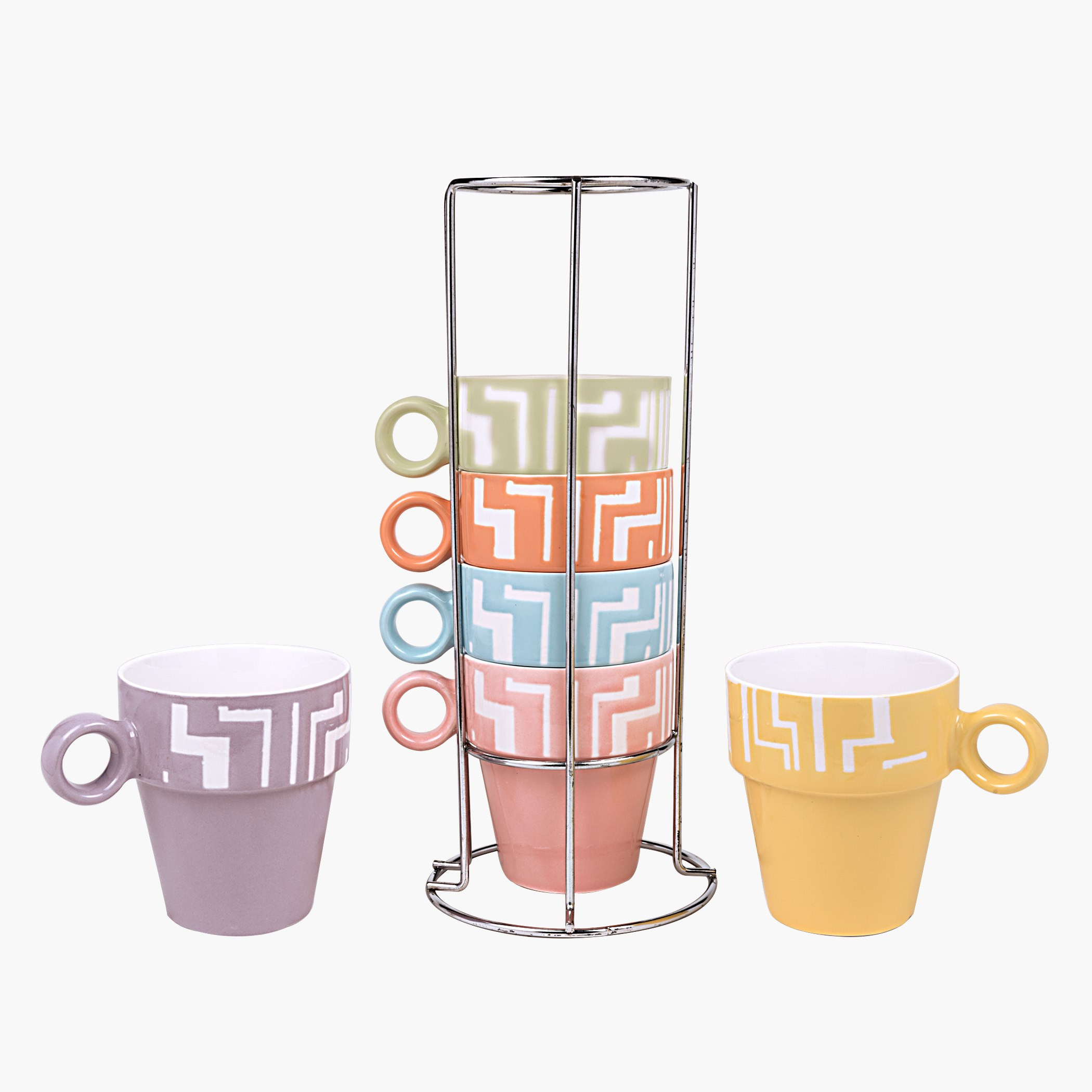 Silkscreen 6-Piece Mug with Stand Set-hbxdecorandfurnishings-tabletop-crockery-image-2