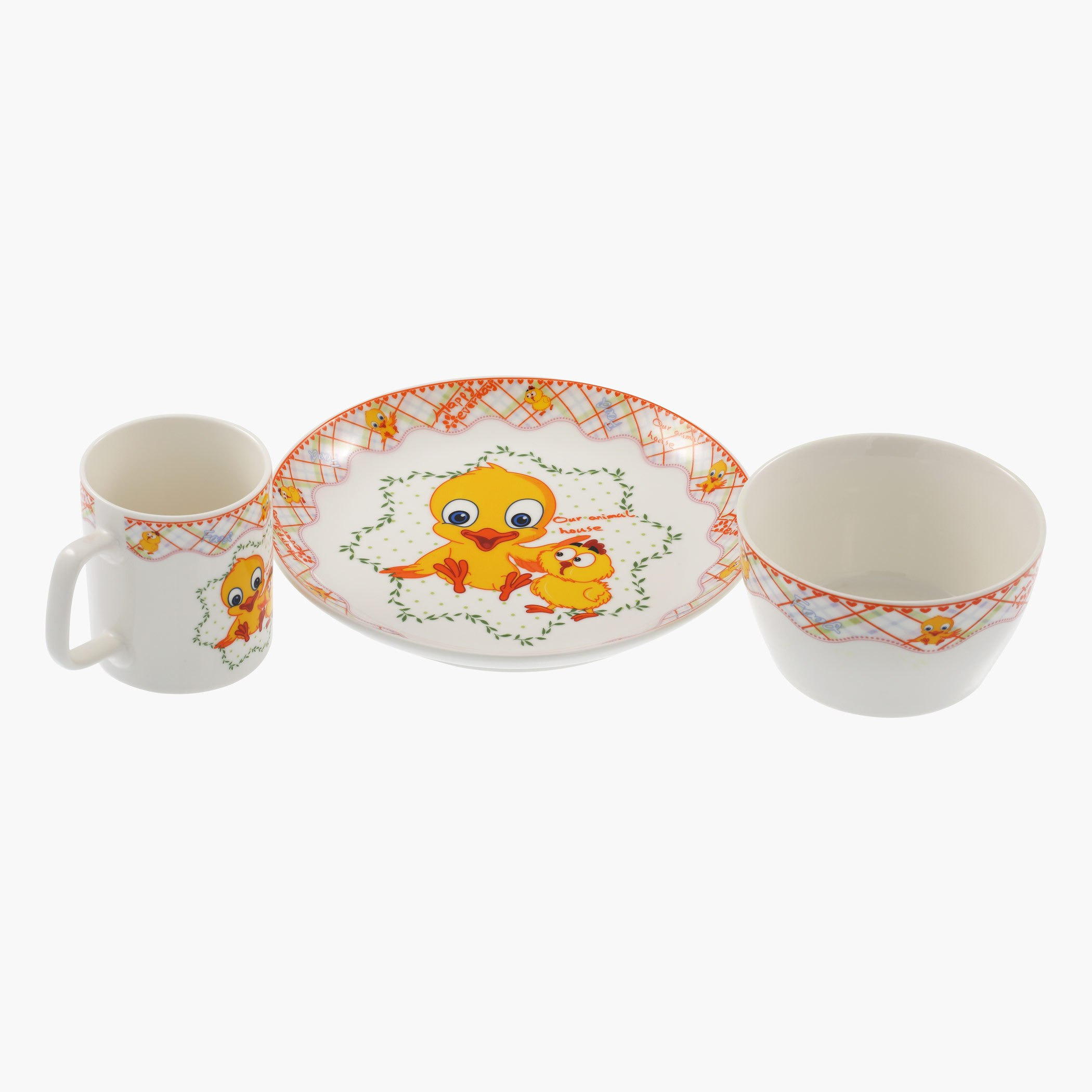 طقم وجبة الإفطار بنقش بطة - ثلاث قطع-hbxhomeware-hbxkidsandyouth-image-3
