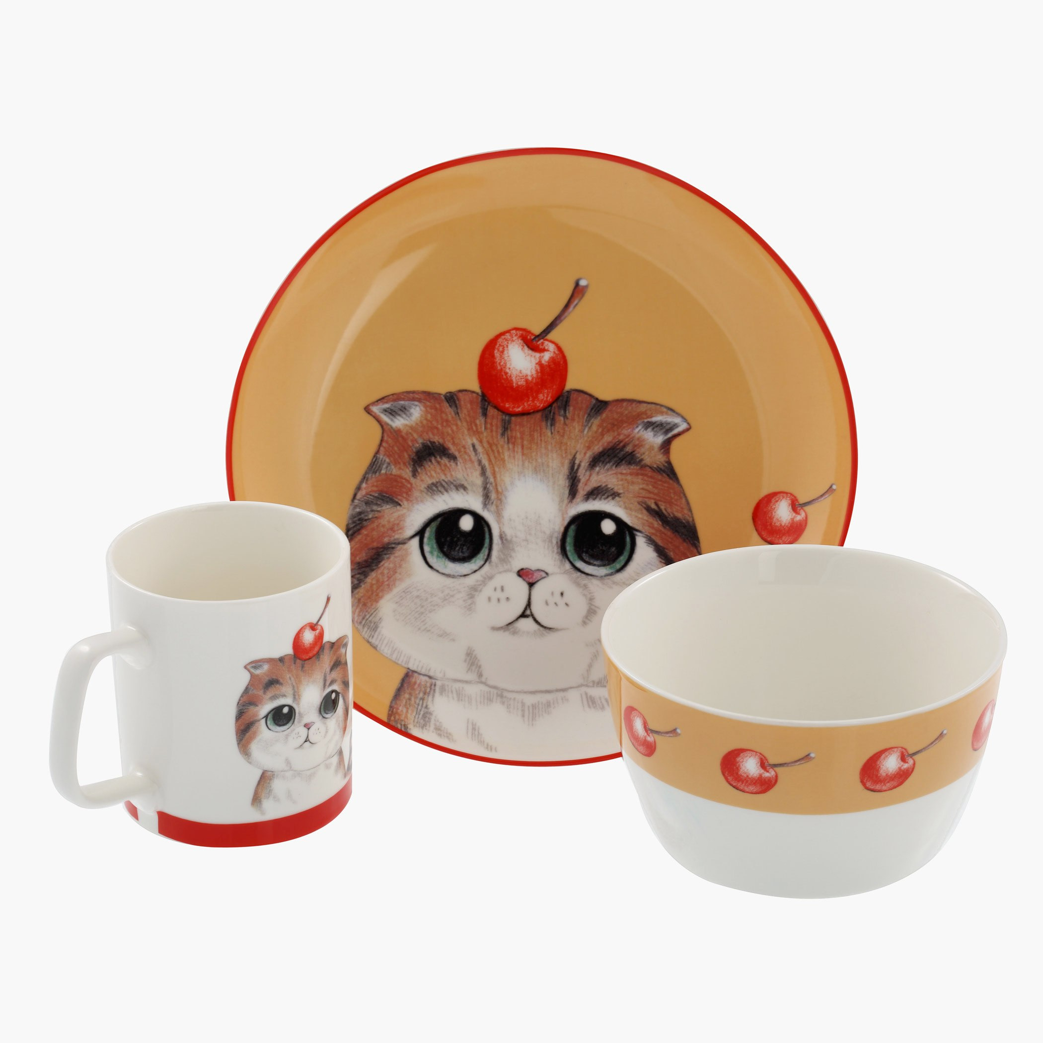 طقم فطور من ثلاث قطع بنقش قطة مطبوع-hbxhomeware-hbxkidsandyouth-image-1