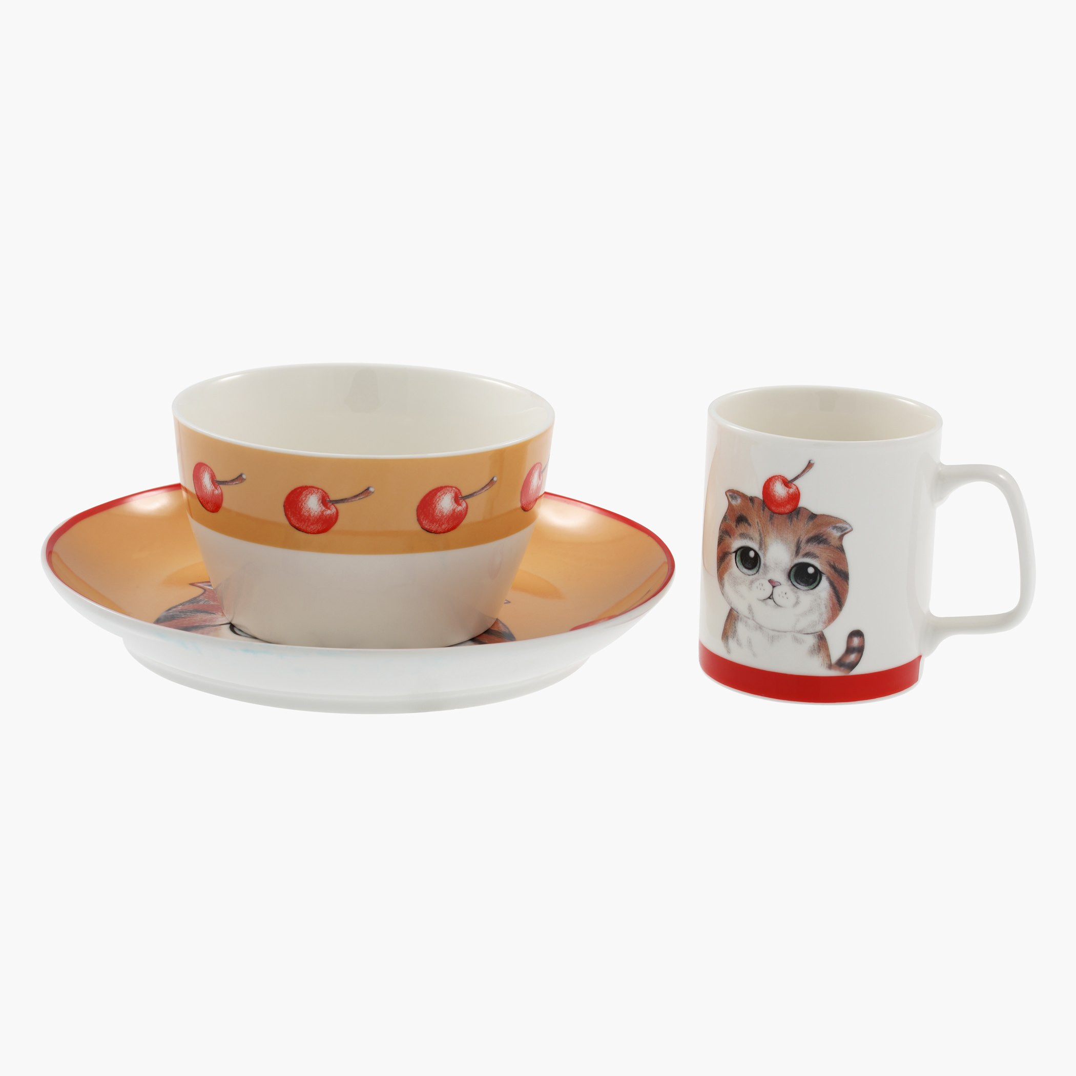 طقم فطور من ثلاث قطع بنقش قطة مطبوع-hbxhomeware-hbxkidsandyouth-image-2