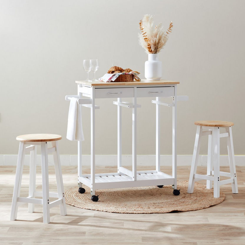 Basil Kitchen Trolley with 2 Stools-Two Seater-image-0