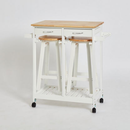 Basil Kitchen Trolley with 2 Stools