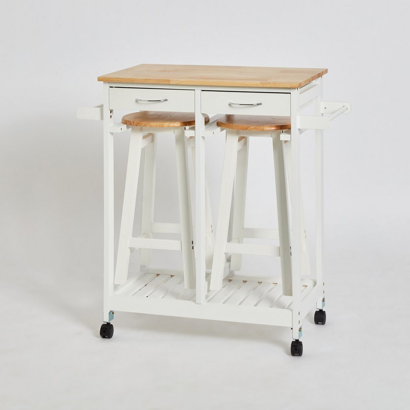 Basil Kitchen Trolley with 2 Stools-Two Seater-image-11