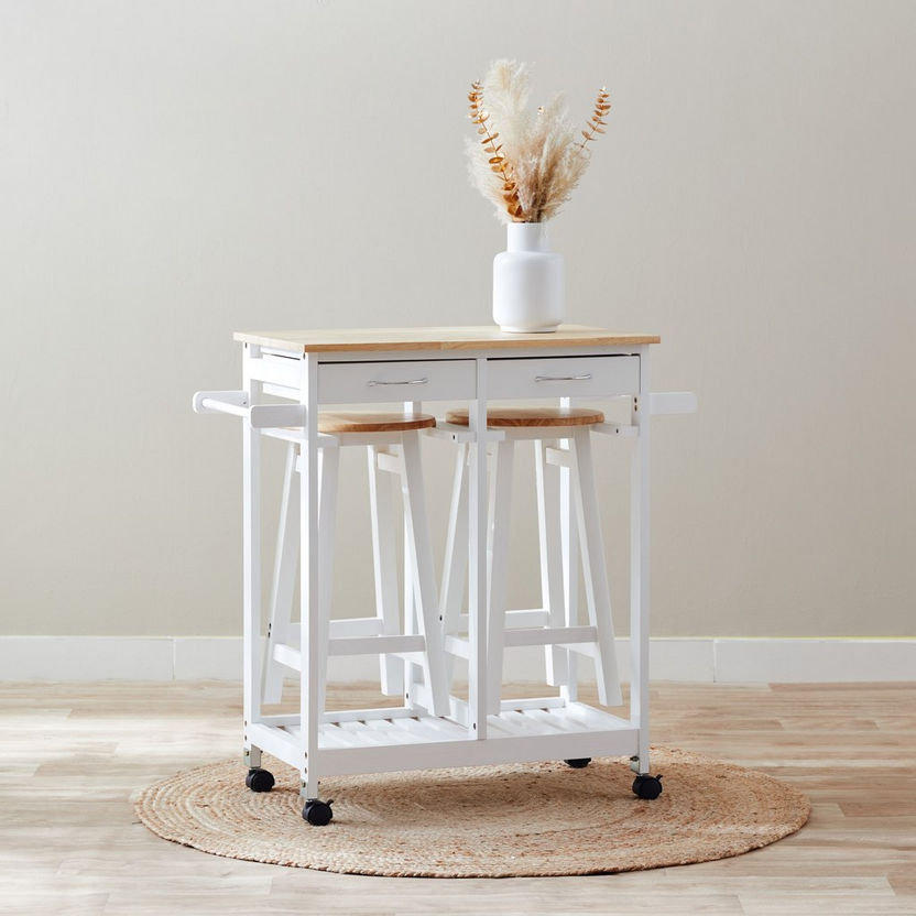 Basil Kitchen Trolley with 2 Stools-Two Seater-image-1