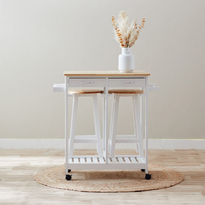 Basil Kitchen Trolley with 2 Stools-Two Seater-image-4