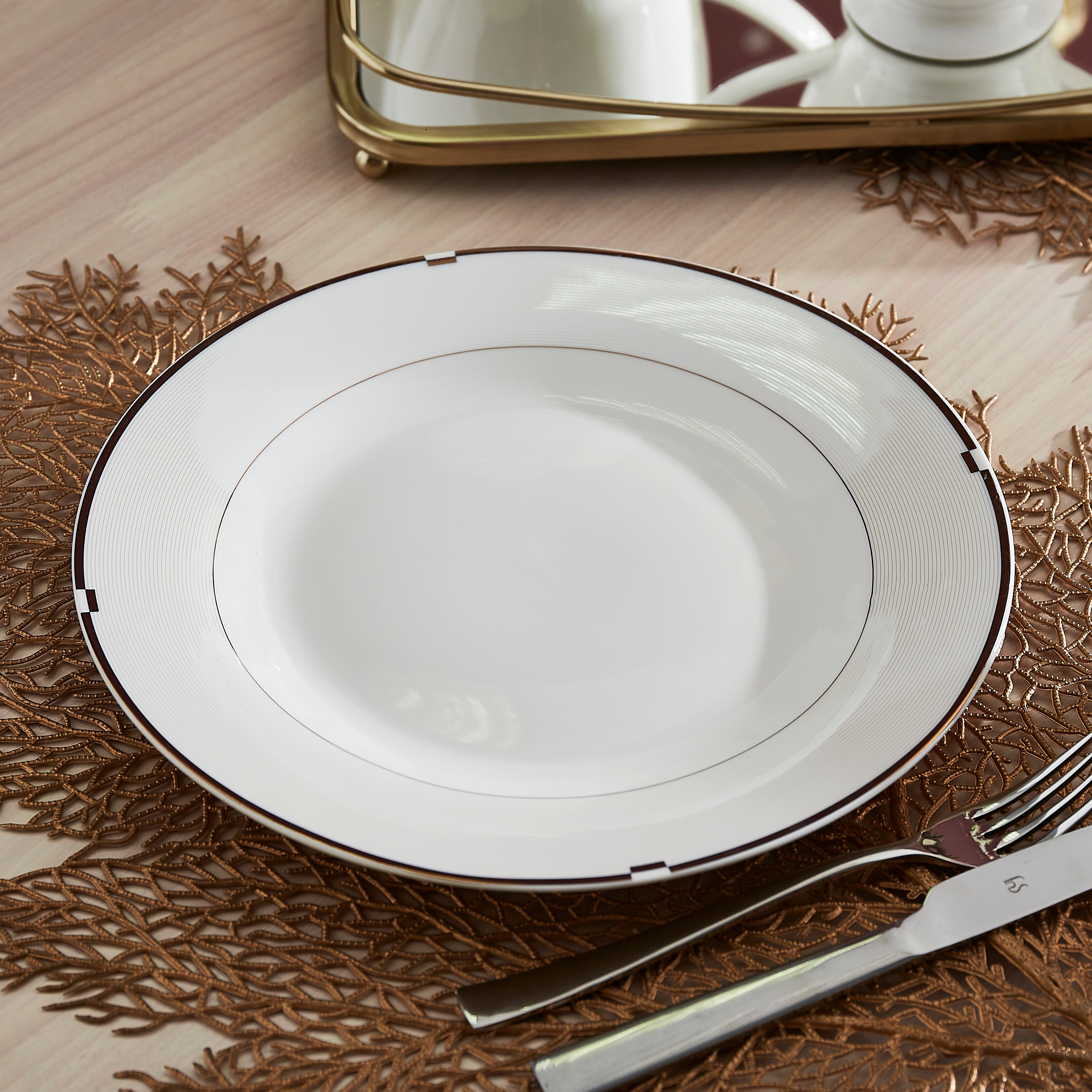 طبق عشاء بورسلين من جولد ريب - 26 سم-hbxdecorandfurnishings-tabletop-crockery-image-1