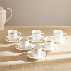 Gold Rib 12-Piece Cup and Saucer Set
