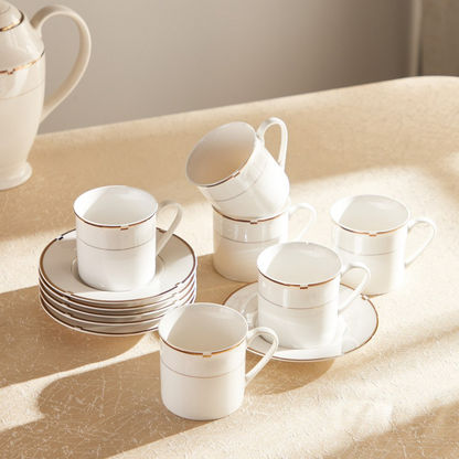 Gold Rib 12-Piece Cup and Saucer Set