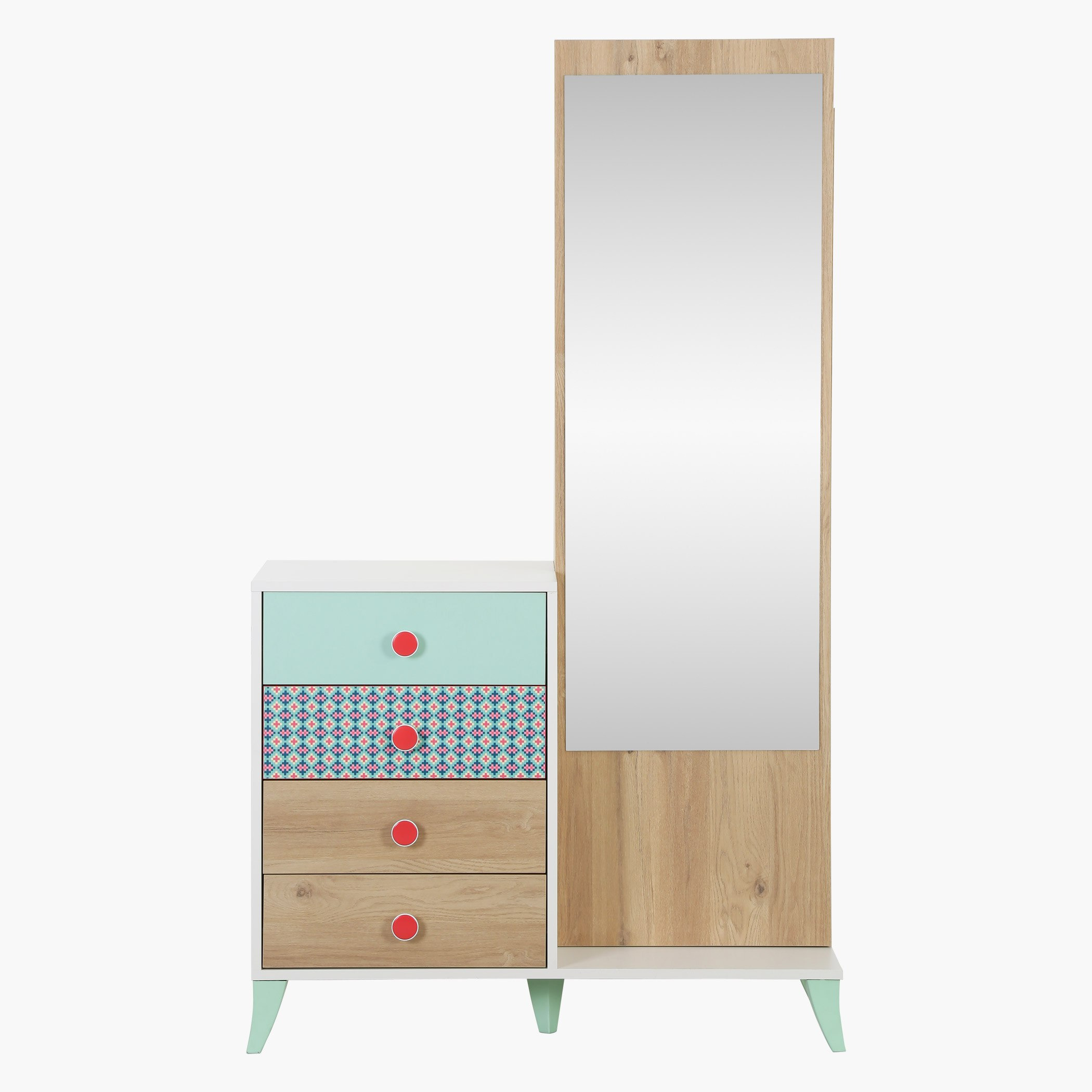 طاولة تزيين طويلة بـ4 أدراج ومرآة ووحدة تخزين من موروكو مينتي-hbxfurniture-kidsroom-kidsdressersandmirrors-image-3