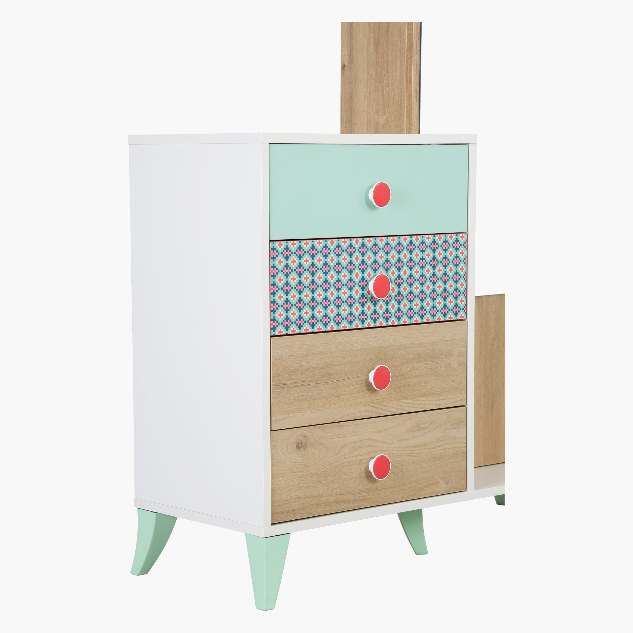 طاولة تزيين طويلة بـ4 أدراج ومرآة ووحدة تخزين من موروكو مينتي-hbxfurniture-kidsroom-kidsdressersandmirrors-image-6