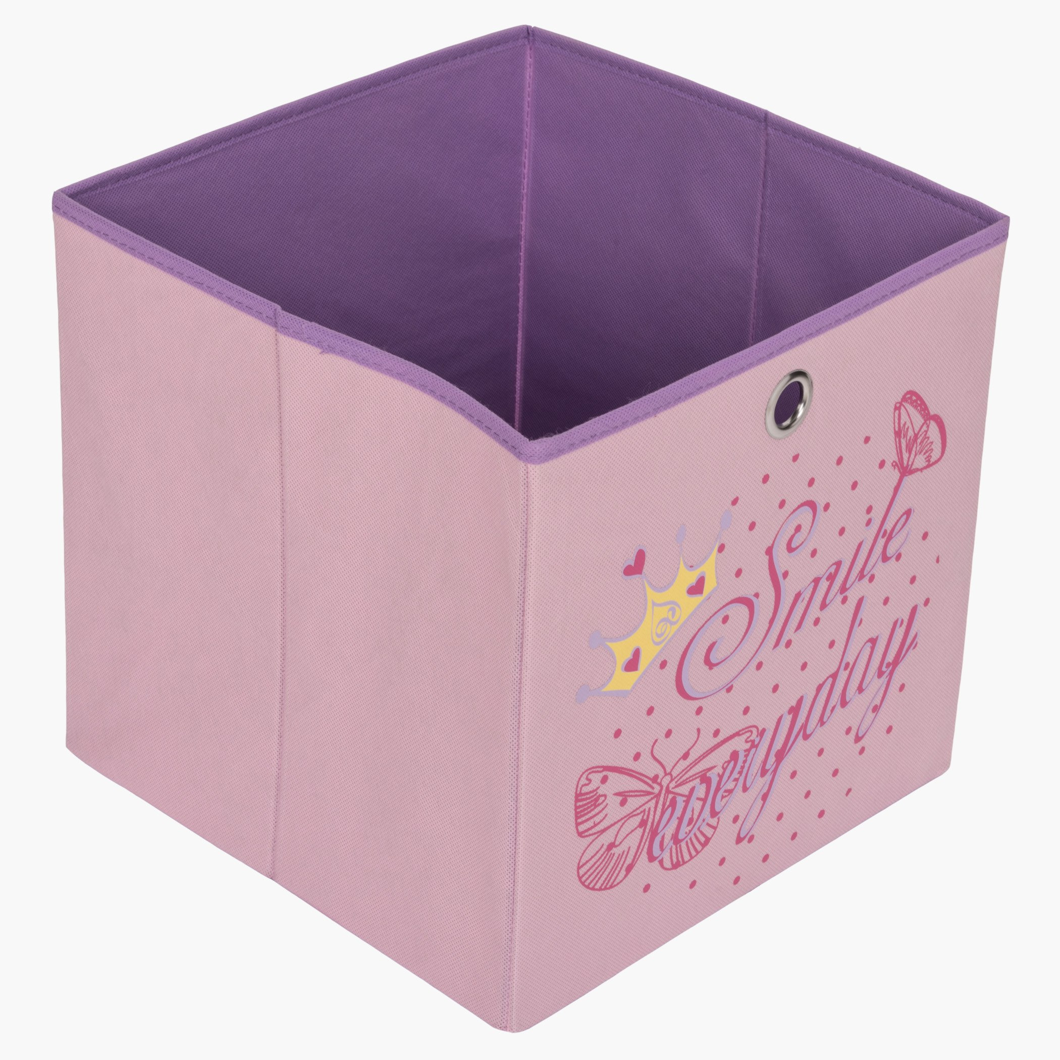 صندوق تخزين مكعب بنقش فراشات للبنات - 31x31x31 سم-hbxbedroom-bedroomaccessories-bedroomstorage-image-1
