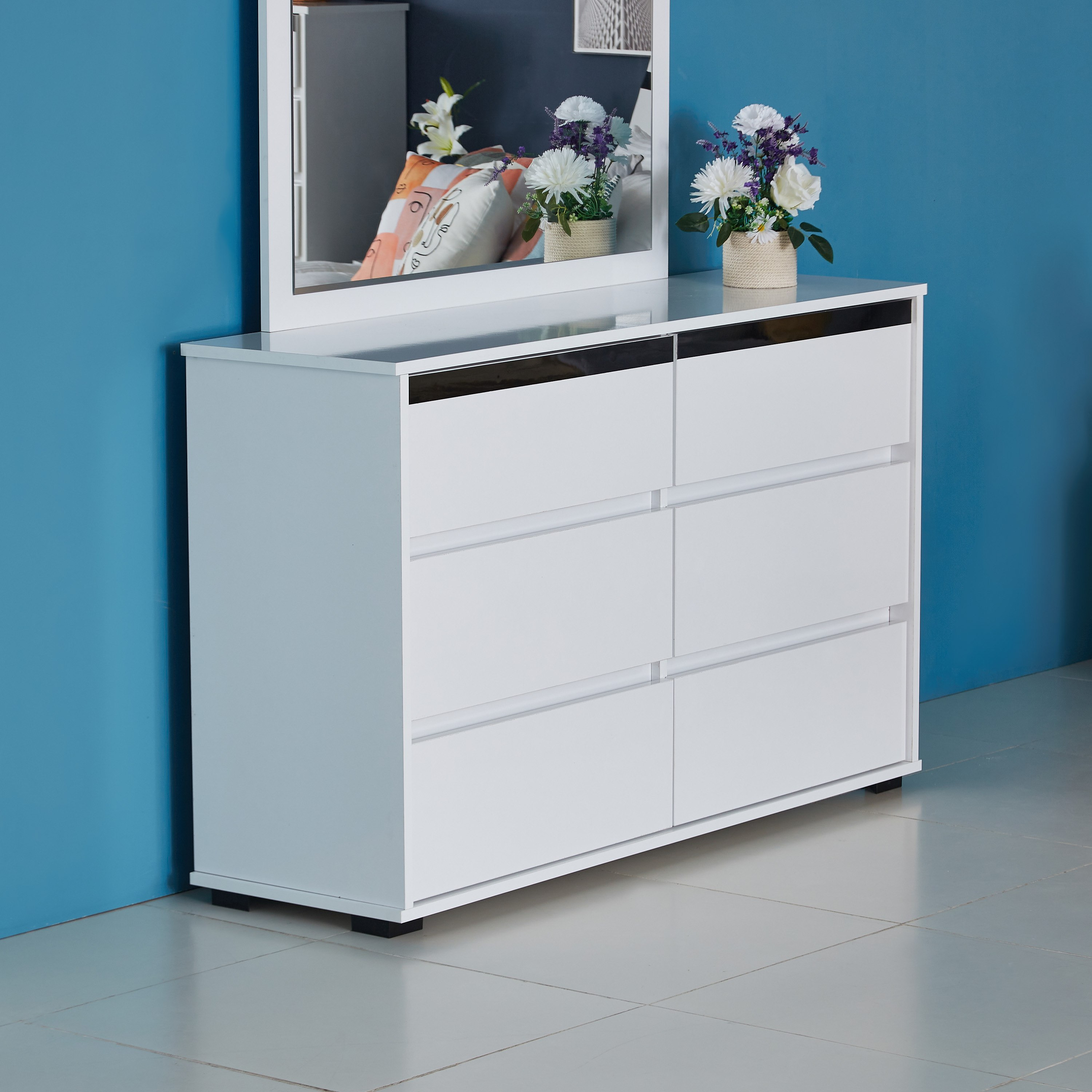 طاولة تزيين كبيرة 6 أدراج دون مرآة من ماتيلدا-hbxfurniture-bedroom-dressersandmirrors-image-1