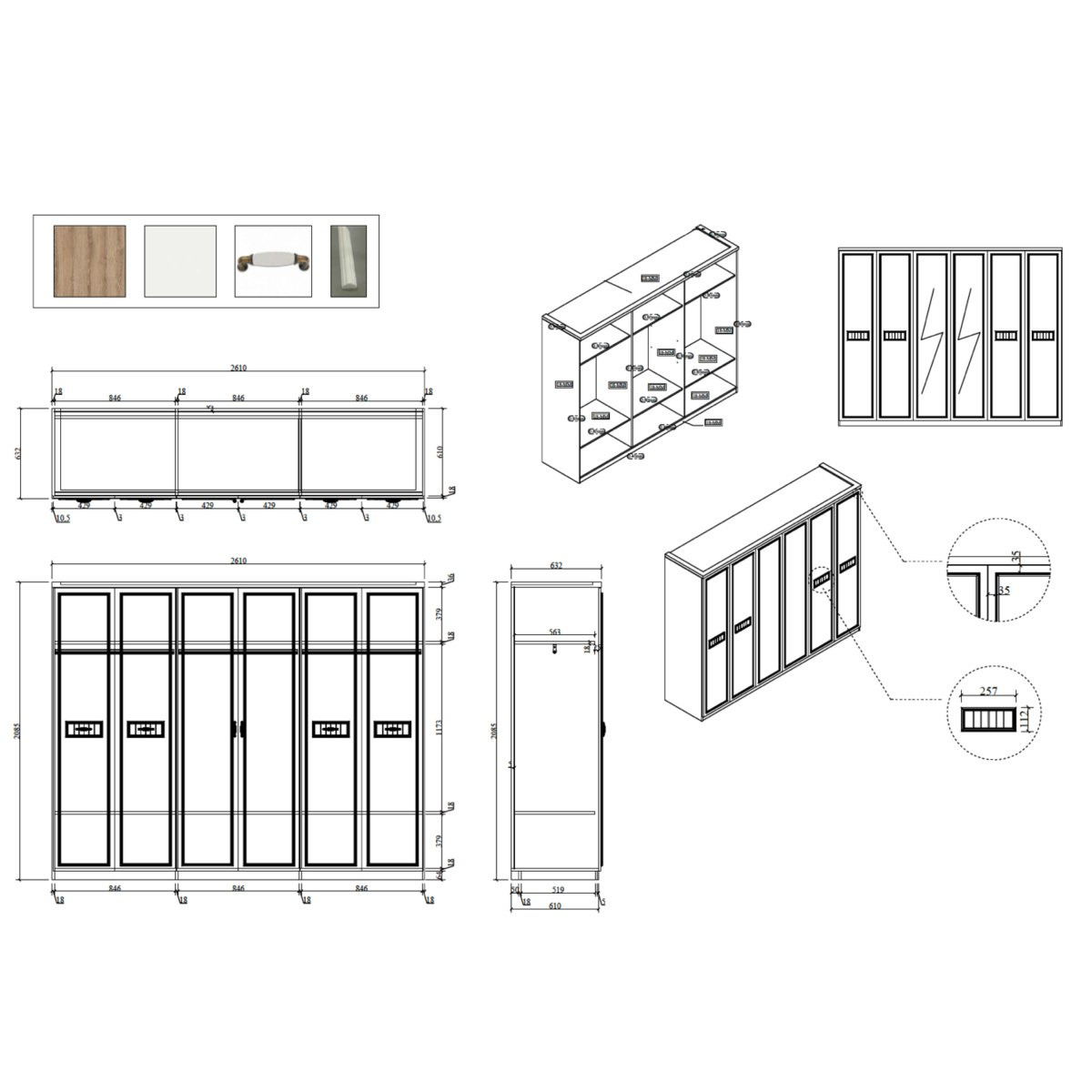 خزانة ملابس 6 أبواب بمرايا من فيكتوريا-hbxfurniture-wardrobes-image-2