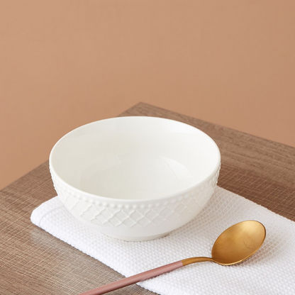 Bella Embossed Porcelain Cereal Bowl - 15 cms