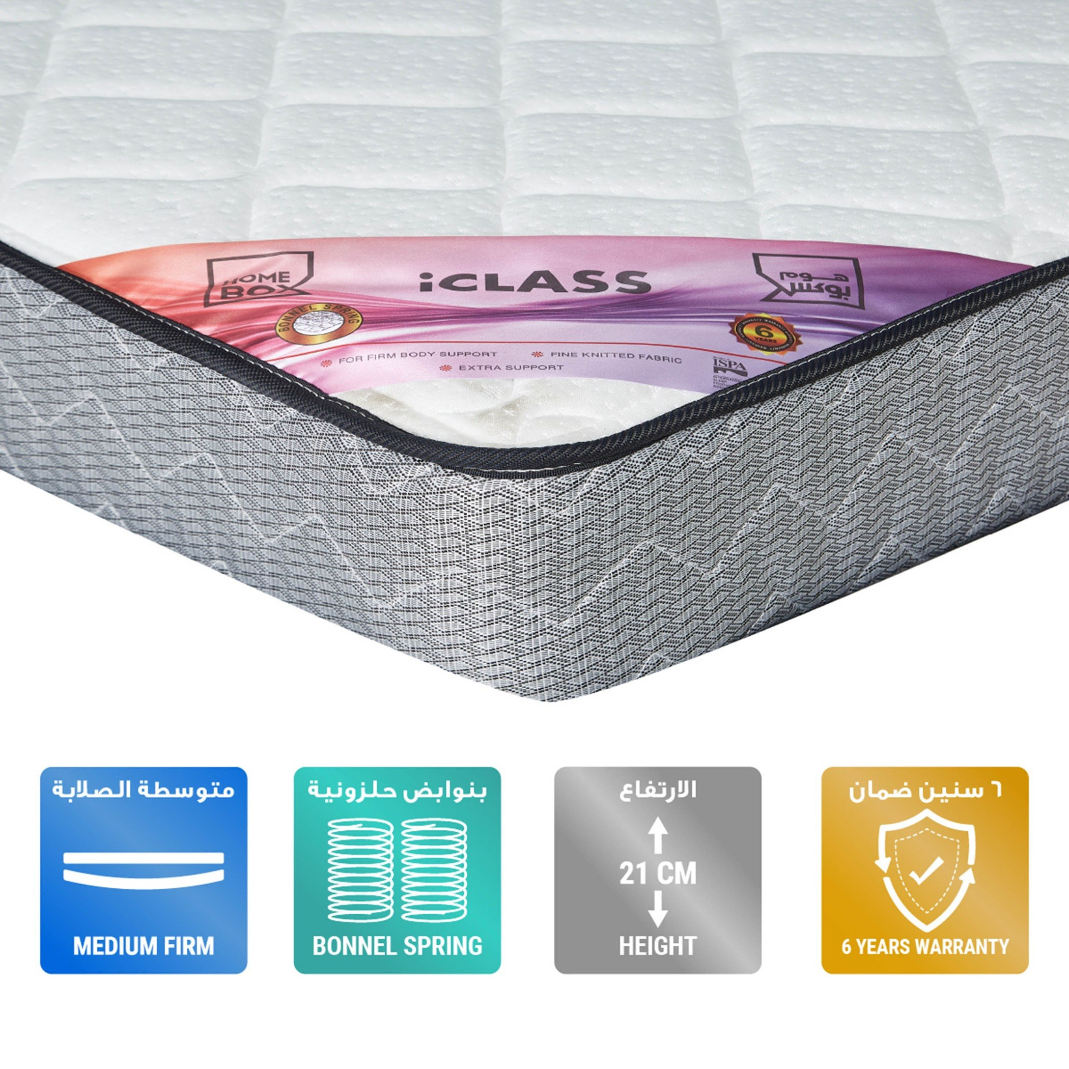 مرتبة فرديّة بنوابض من آي كلاس - 90x190x21 سم-hbxfurniture-bedroom-mattresses-single-image-1