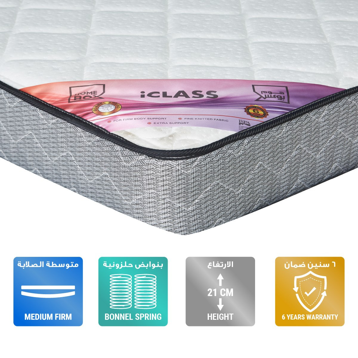 مرتبة مقاس كينج بنوابض من آي كلاس - 180x200x21 سم-hbxfurniture-mattresses-king-image-1