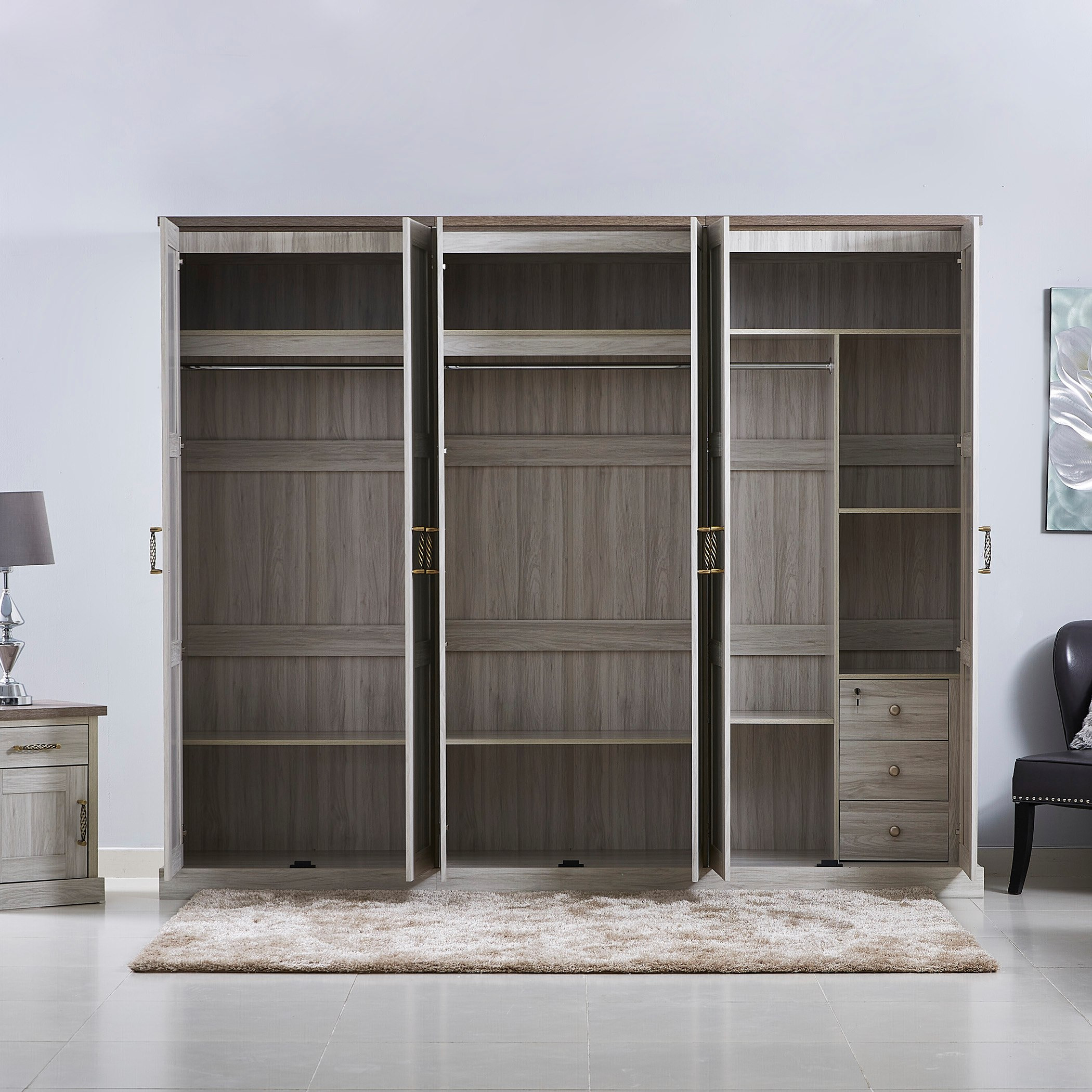 خزانة ملابس بستة أبواب مع مرآة من أنجيليك-hbxfurniture-wardrobes-image-4
