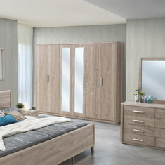 Curvy 6-Door Wardrobe with Mirrors and Drawers
